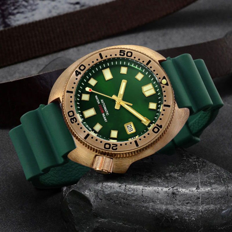 CuSn8 Bronze Watch, Vintage Dive Watch, Turtle Diving Watches