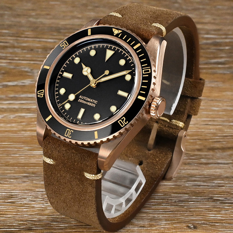 Custom Logo CuSn8 Bronze Dive Watch 20 ATM Waterproof Vintage Diving Watches