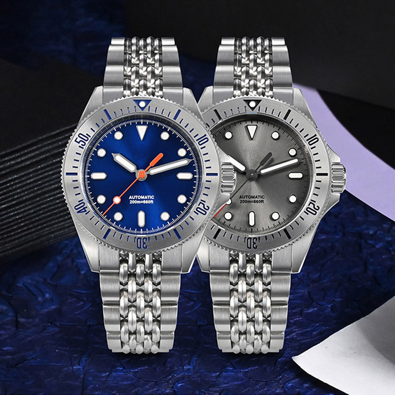 Enamel Dial Custom Logo Stainless Steel Diving Watch 200m Waterproof